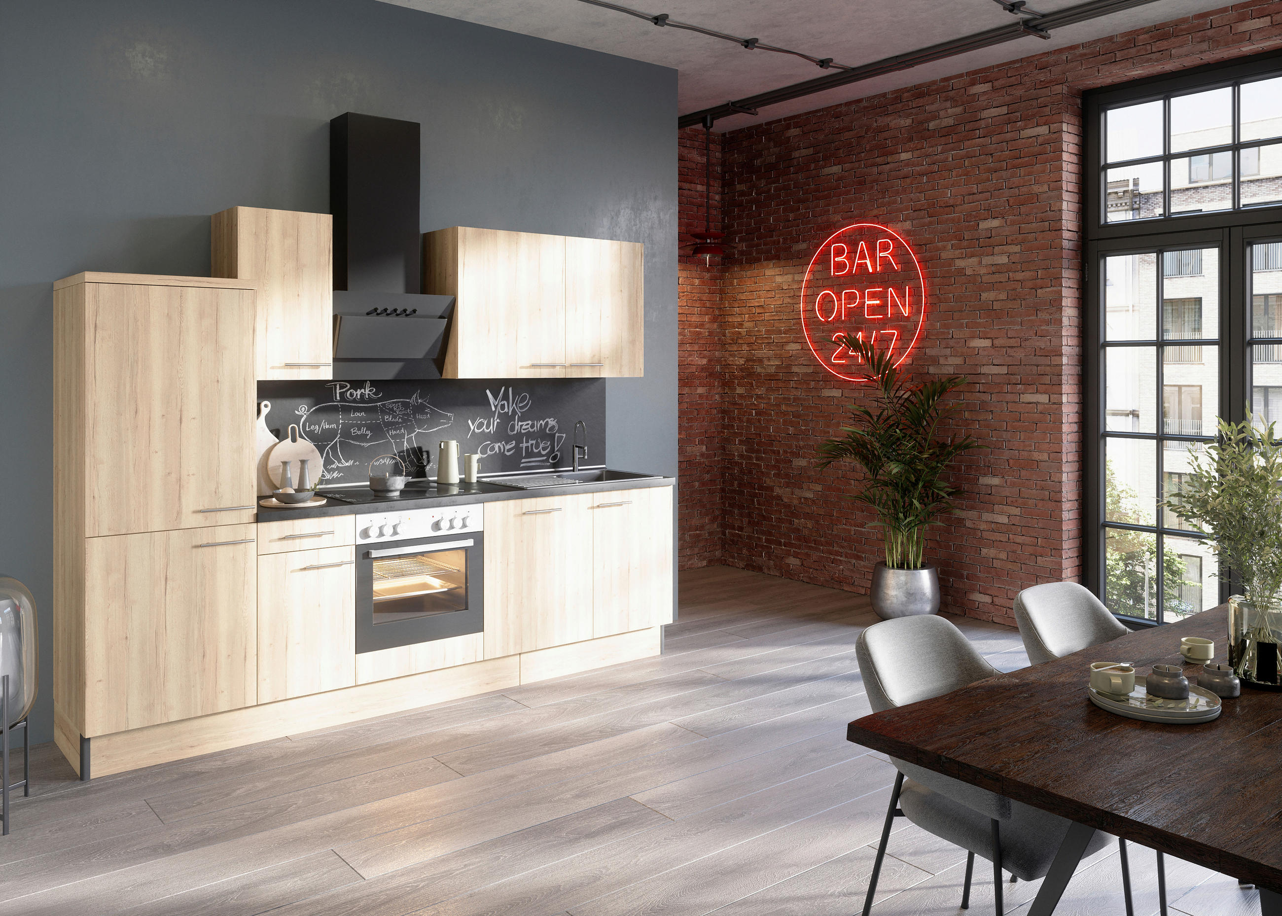 Optifit Küchenleerblock Eiche 270 cm