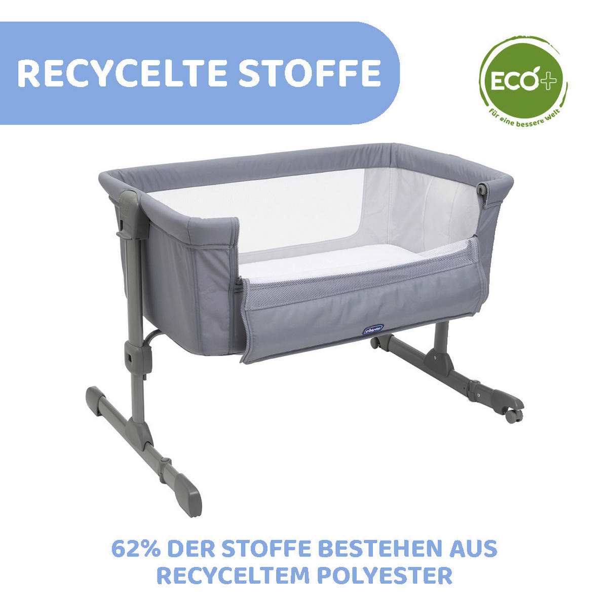 BEISTELLBETT NEXT2ME ESSENTIAL  - Grau, Basics, Textil/Metall (98/65/80/70,5cm) - Chicco