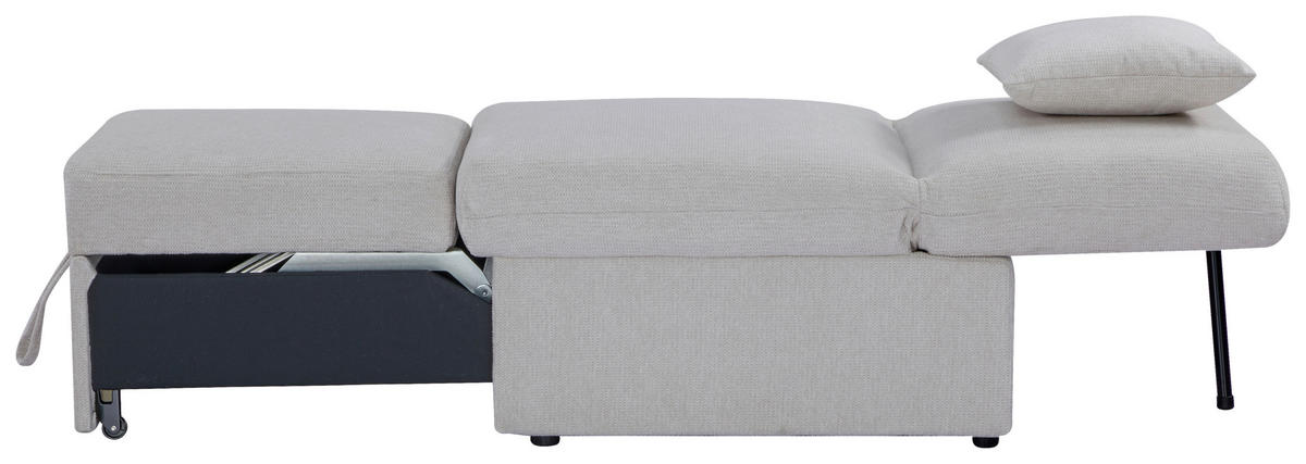 SCHLAFSESSEL in Samt Beige  - Beige/Schwarz, Design, Holz/Kunststoff (70/95/97cm) - Livetastic