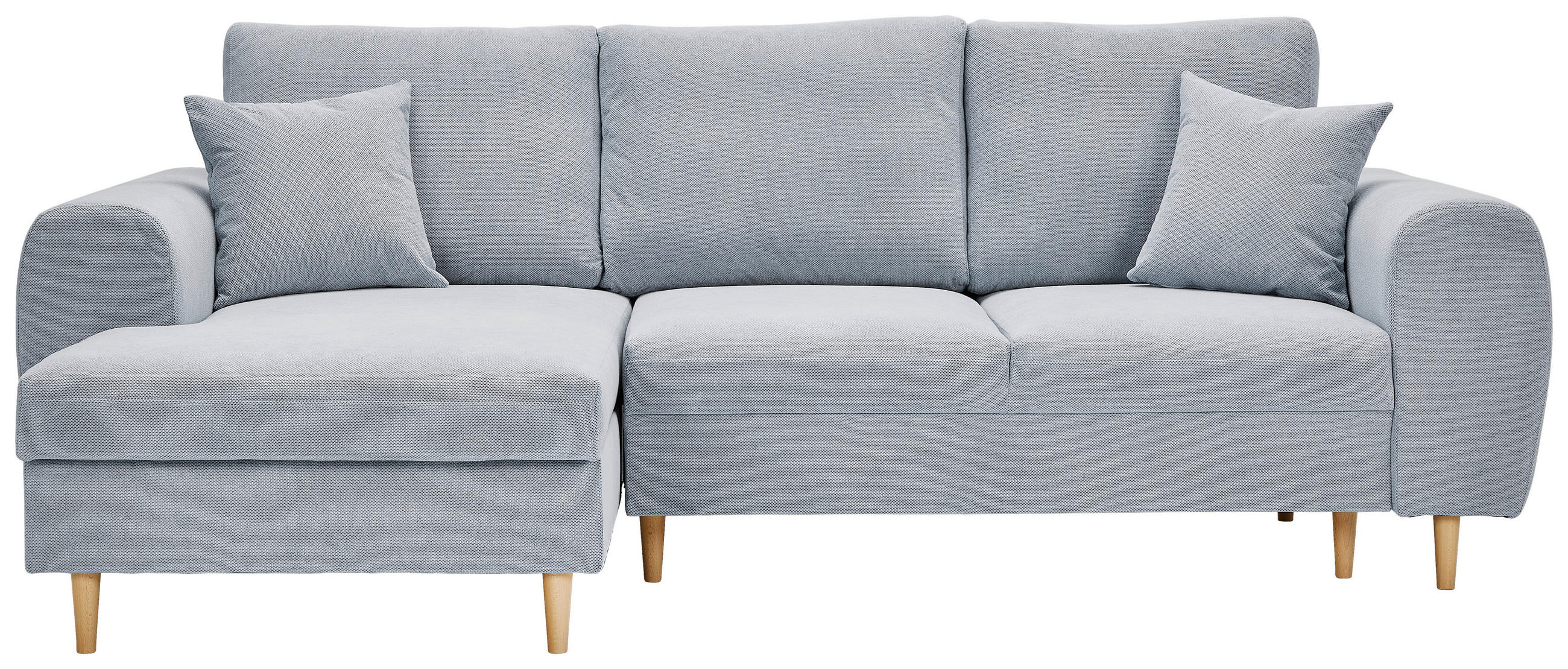 ECKSOFA Hellgrau Webstoff  - Hellgrau/Naturfarben, KONVENTIONELL, Holz/Textil (145/250cm) - Carryhome
