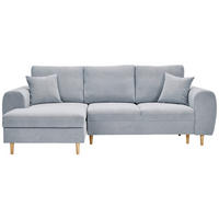 ECKSOFA Hellgrau Webstoff  - Hellgrau/Naturfarben, KONVENTIONELL, Holz/Textil (145/250cm) - Carryhome