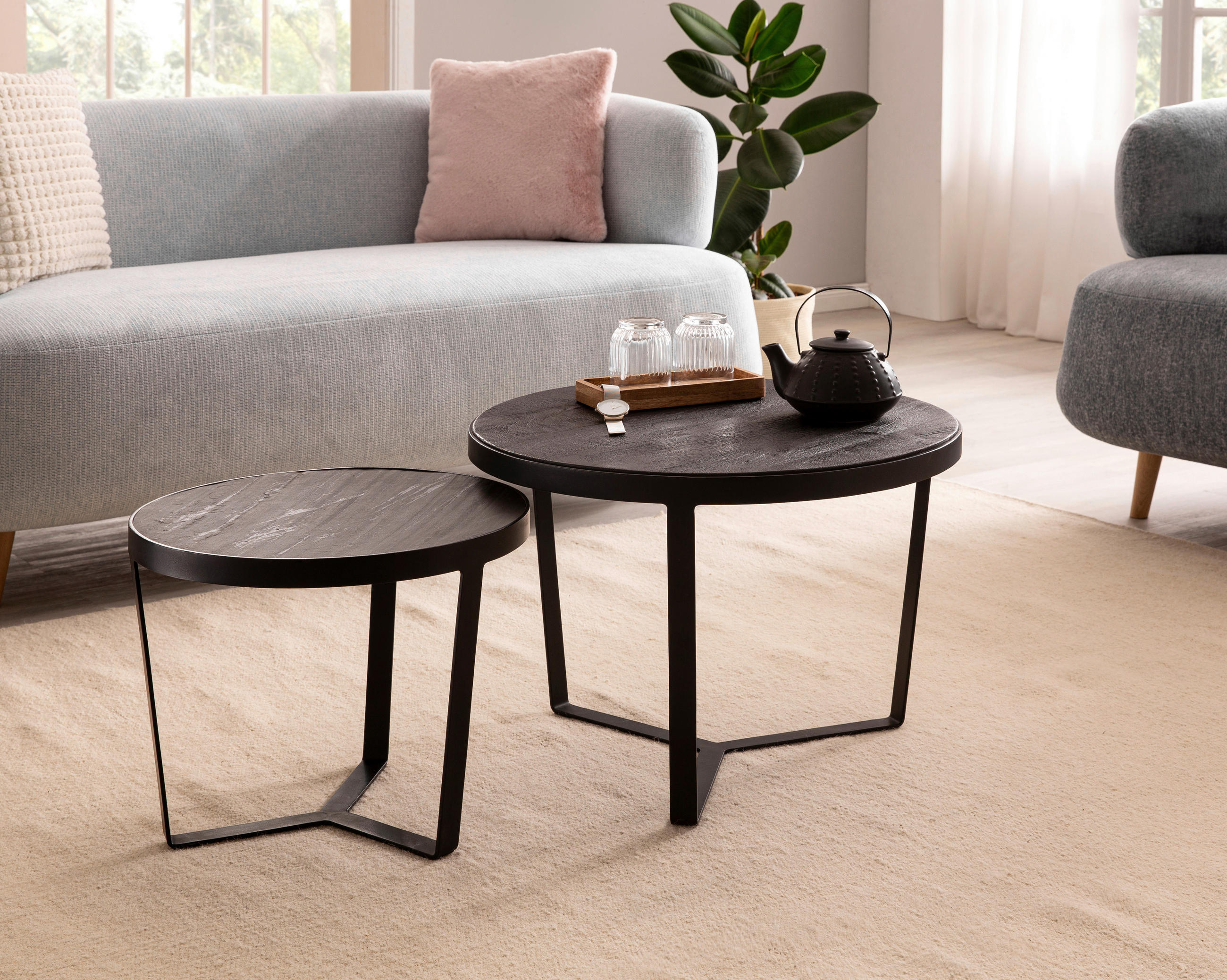 COUCHTISCHSET in Holz, Kunststoff, Holzwerkstoff 60/60/40 cm  - Schwarz, LIFESTYLE, Holz/Holzwerkstoff (60/60/40cm) - MID.YOU