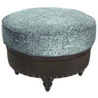 HOCKER Chenille, Mikrofaser Türkis, Dunkelbraun  - Türkis/Dunkelbraun, ROMANTIK / LANDHAUS, Holz/Textil (75/50/75cm) - Landscape