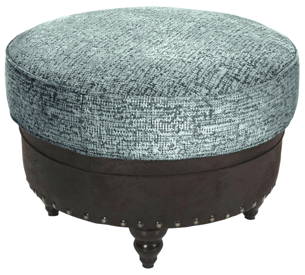 HOCKER Chenille, Mikrofaser Türkis, Dunkelbraun  - Türkis/Dunkelbraun, ROMANTIK / LANDHAUS, Holz/Textil (75/50/75cm) - Landscape