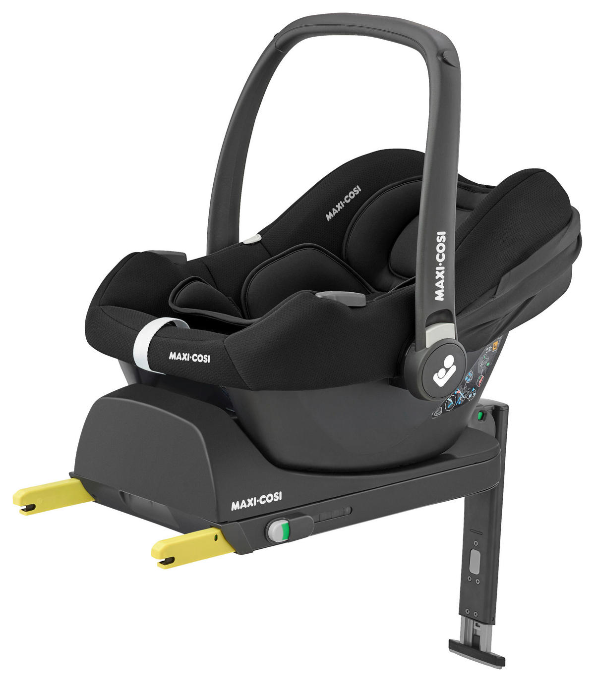 BABYSCHALE Cabriofix i-Size inkl. Cabriofix i-Size Base Essential Black   - Schwarz, Basics, Kunststoff/Textil (44/90,5/74cm) - Maxi-Cosi