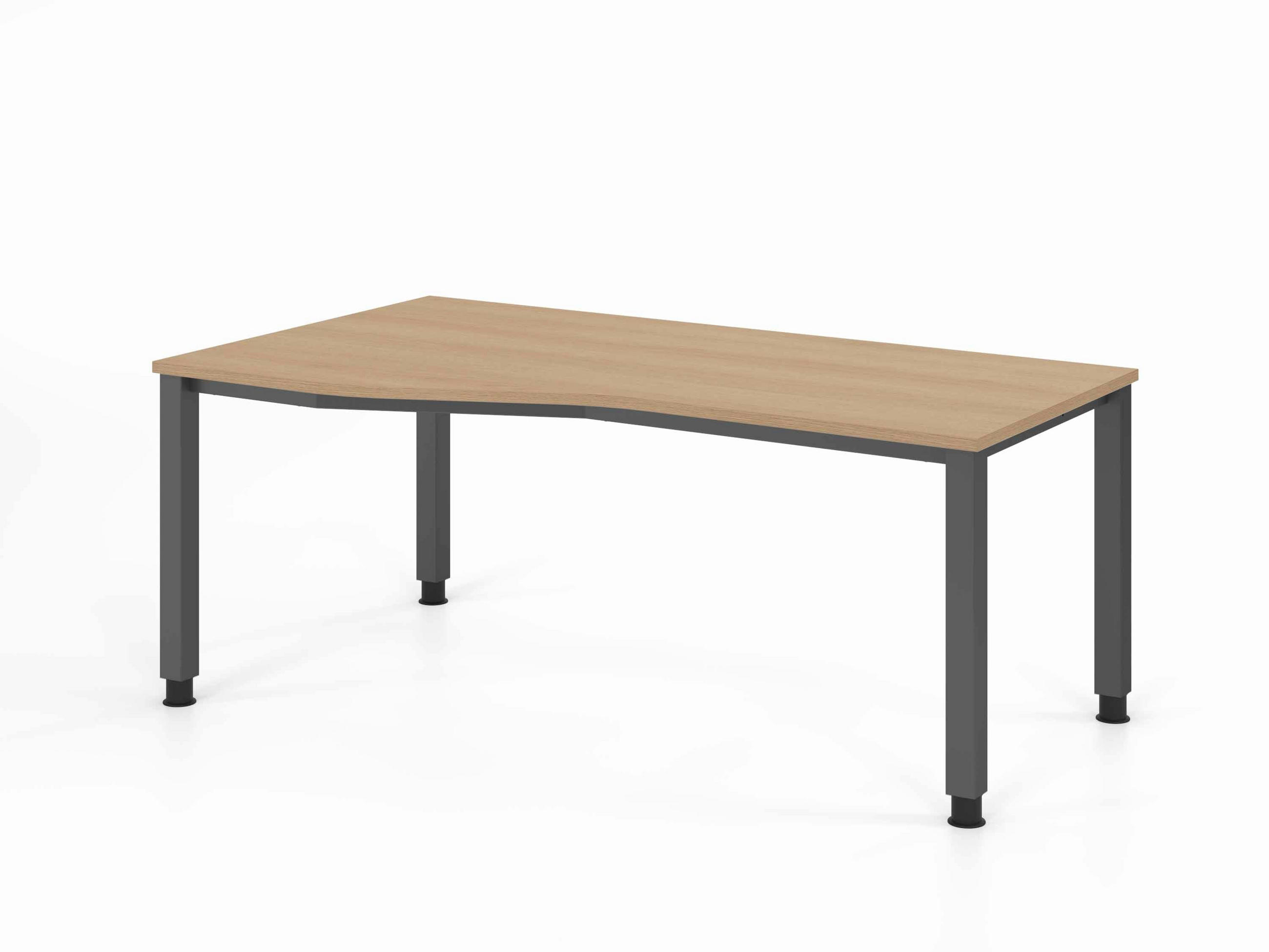 SCHREIBTISCH 180/100-80/68,5-81 cm Graphitfarben, Eichefarben mechanisch höhenverstellbar  - Eichefarben/Graphitfarben, Basics, Holzwerkstoff/Metall (180/100-80/68,5-81cm) - Venda