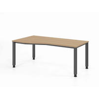SCHREIBTISCH 180/100-80/68,5-81 cm Graphitfarben, Eichefarben mechanisch höhenverstellbar  - Eichefarben/Graphitfarben, Basics, Holzwerkstoff/Metall (180/100-80/68,5-81cm) - Venda
