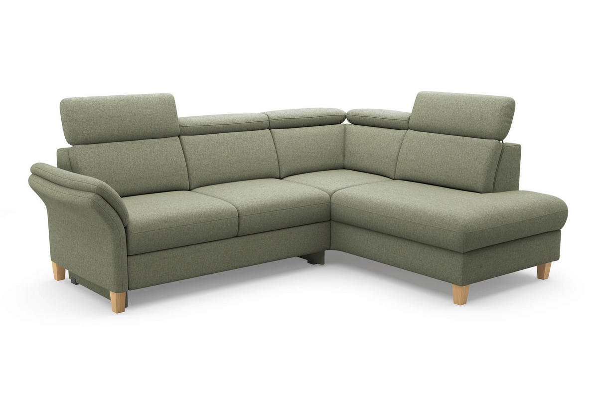 ECKSOFA Flachgewebe Olivgrün  - Eichefarben/Olivgrün, Konventionell, Holz/Textil (247/193cm) - Sit & More