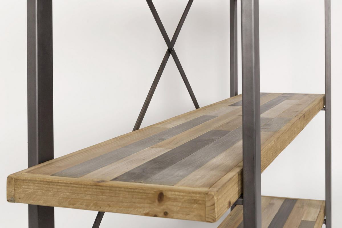 REGÁL, farba vlašského orecha, 120/149/39 cm - farba vlašského orecha, Trend, kov/kompozitné drevo (120/149/39cm) - Livetastic
