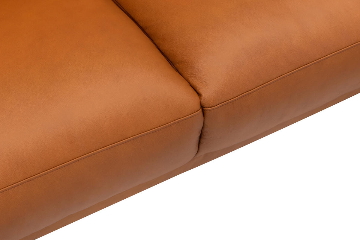 SOFFA i brun  - kromfärg/brun, Modern, metall/läder (385/88/163/210cm) - Welnova