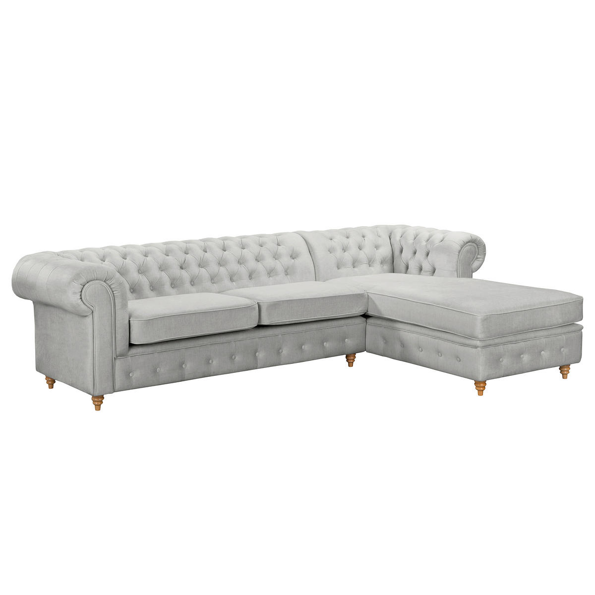 ECKSOFA Mikrofaser Hellgrau  - Hellgrau/Braun, Design, Holz/Textil (284/182cm) - P & B