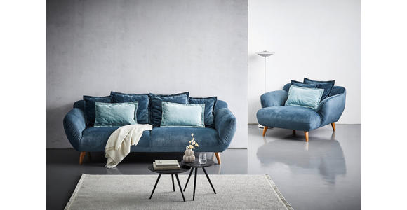 XXL-SESSEL Plüsch Petrol - Buchefarben/Petrol, Design, Holz/Textil (120/85/150cm) - Carryhome