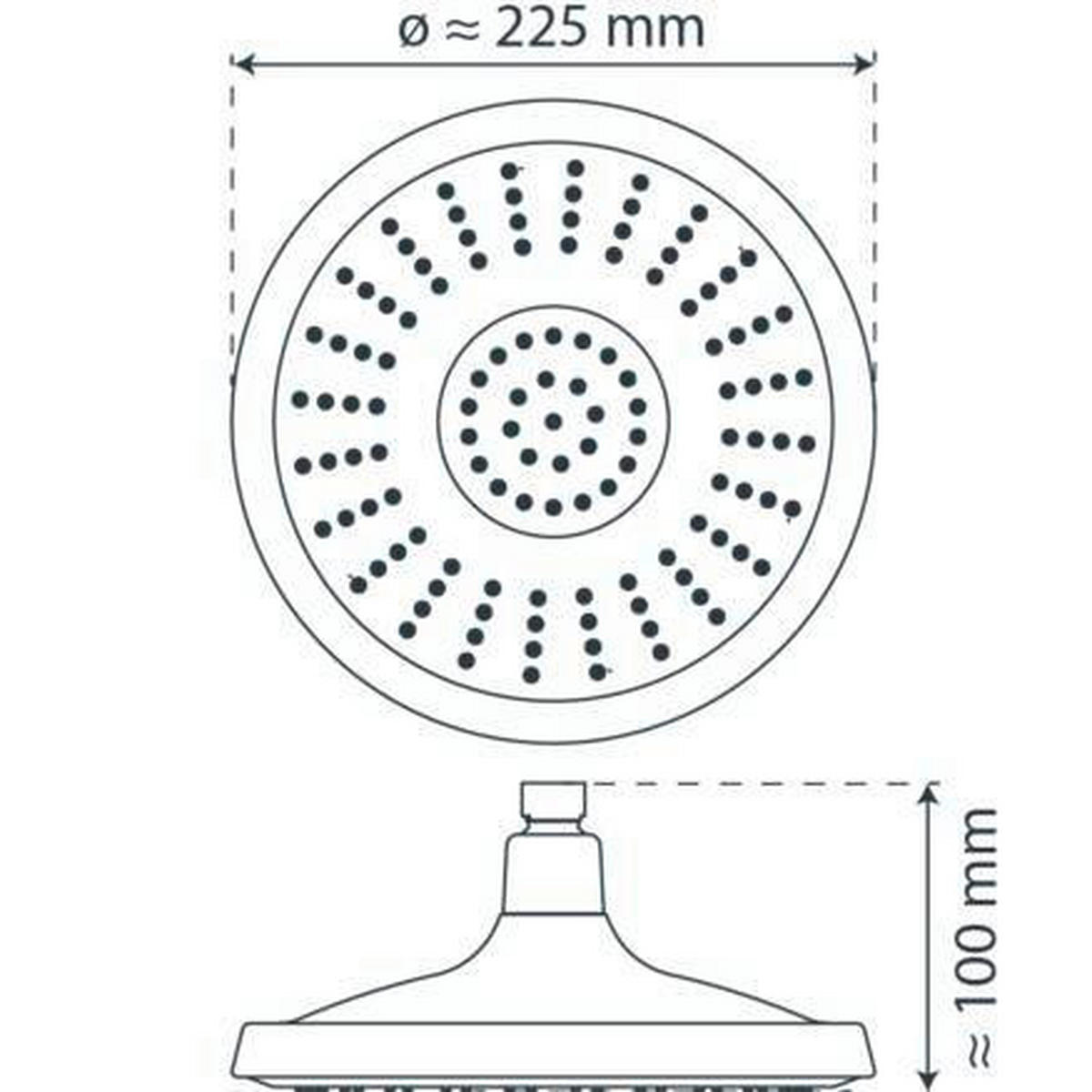DUSCHKOPF   - Chromfarben, Design, Kunststoff (22,5/22,5/10cm) - Schütte