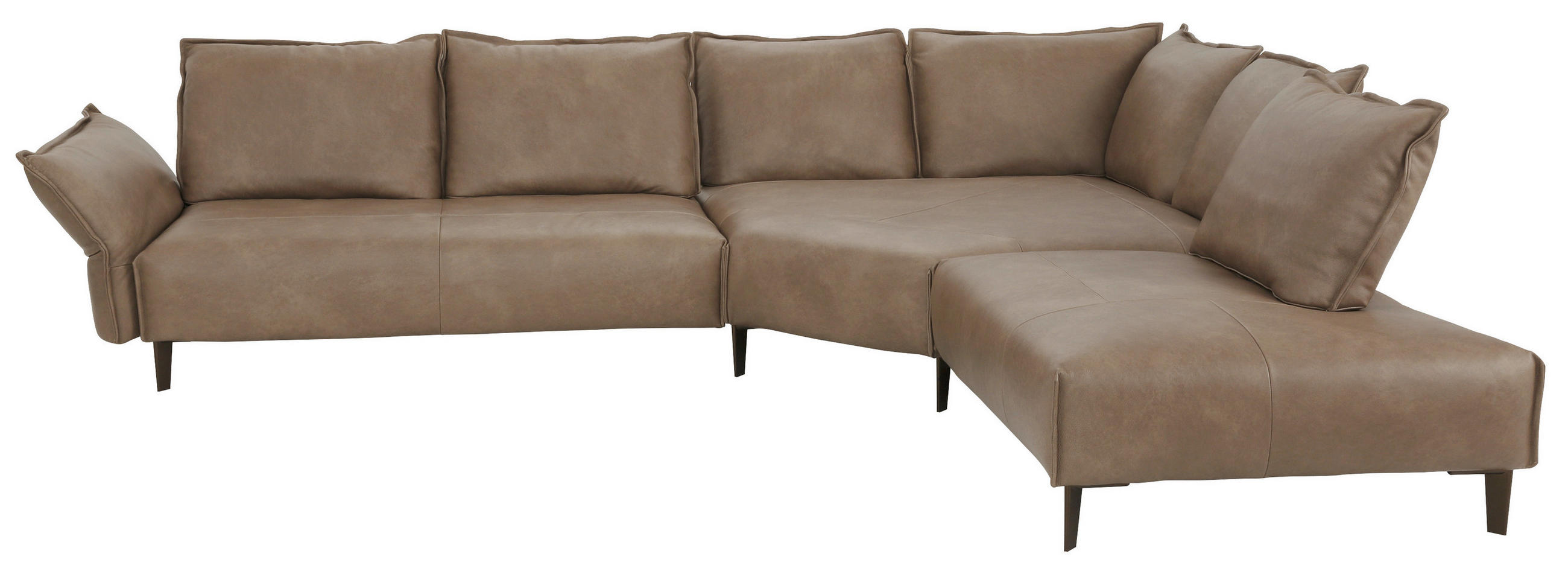 ECKSOFA Sandfarben Echtleder  - Sandfarben/Schwarz, Design, Leder/Metall (340/272cm) - Chilliano