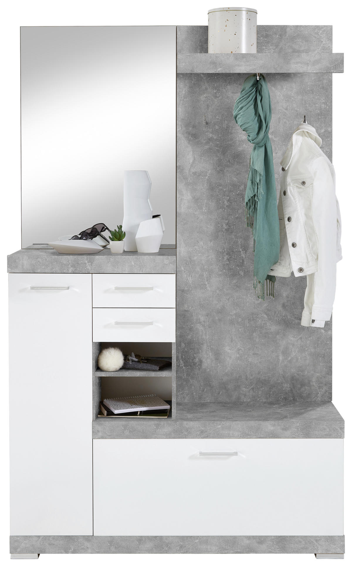 GARDEROBE  in 120/196/35 cm  - Weiß/Grau, MODERN, Holzwerkstoff (120/196/35cm) - MID.YOU