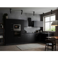 ECKKÜCHE 370/172 cm  in Grau, Schwarz  - Silberfarben/Schwarz, Design, Holzwerkstoff/Metall (370/172cm) - Respekta