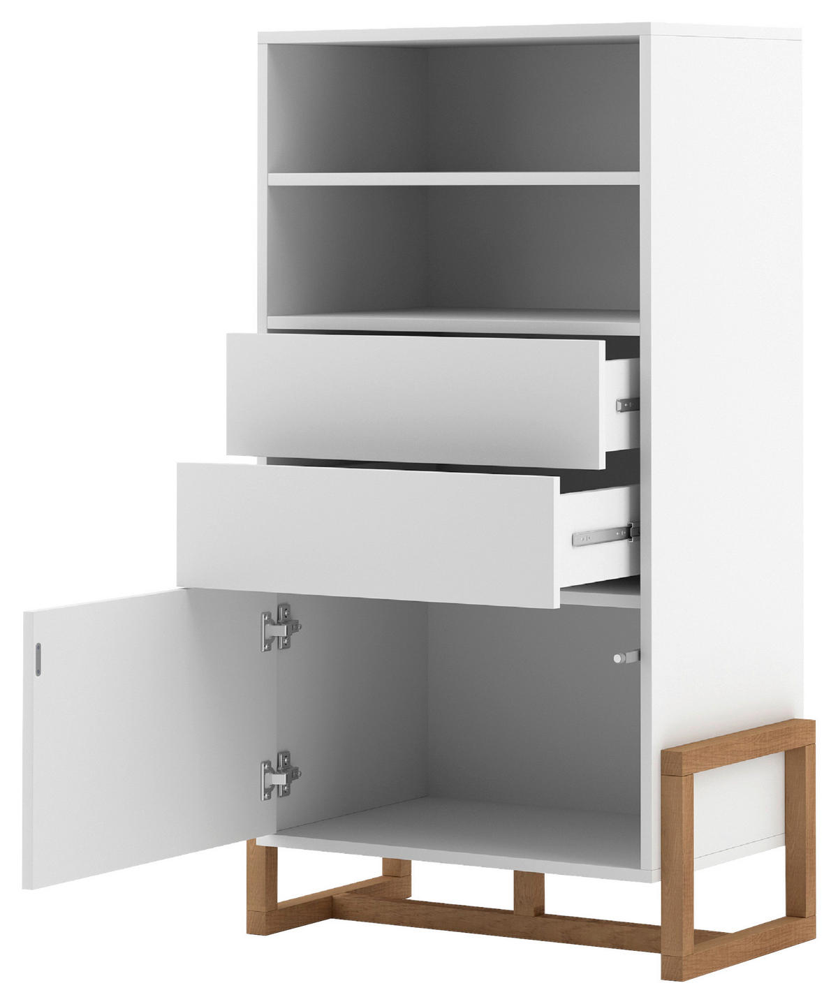 VYSOKÁ KOMODA, buk, biela, farba buka, 63,4/115,7/42 cm - farba buka/biela, Design, drevo/kompozitné drevo (63,4/115,7/42cm) - MID.YOU