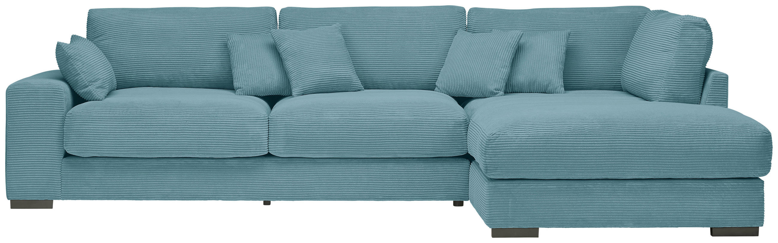ECKSOFA in Cord Hellblau  - Schwarz/Hellblau, Design, Kunststoff/Textil (340/205cm) - Lomoco