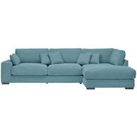 ECKSOFA in Cord Hellblau  - Schwarz/Hellblau, Design, Kunststoff/Textil (340/205cm) - Lomoco