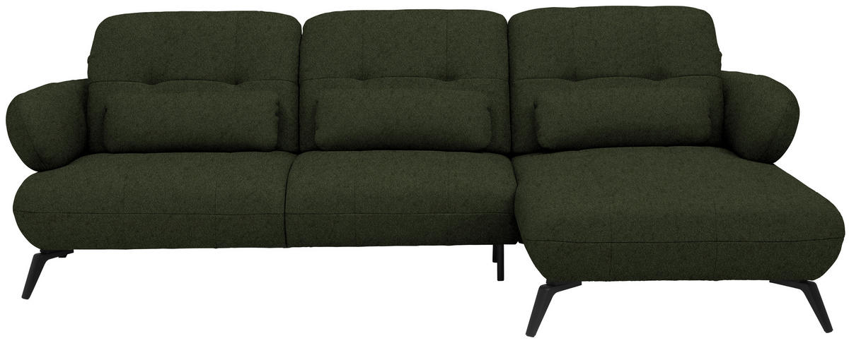 ECKSOFA Chenille Grün  - Schwarz/Grün, Design, Textil/Metall (282/189cm) - Novel