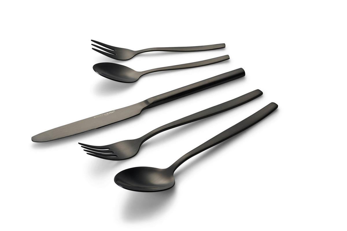 BESTECKSET Tavira 30-teilig Edelstahl  - Schwarz, Basics, Metall (1,22kg) - Echtwerk