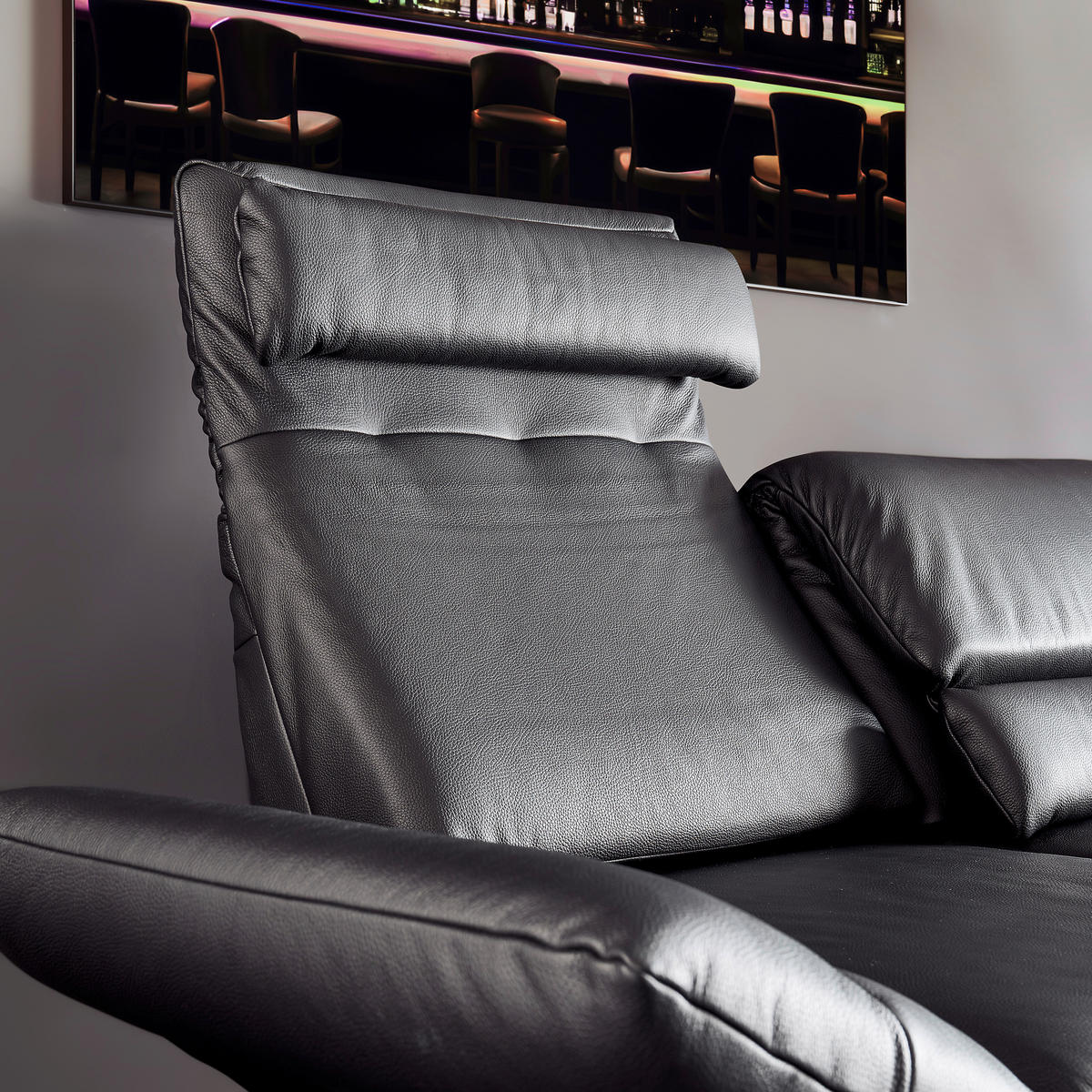 2-SITZER-SOFA Echtleder Schwarz  - Chromfarben/Schwarz, Design, Leder/Metall (178-226/82/96-177cm) - Dieter Knoll