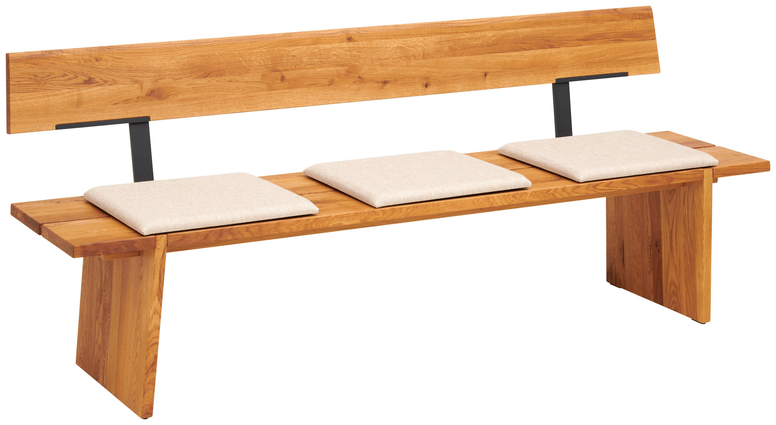 SITZBANK Holz, Metall Graphitfarben, Eichefarben  - Eichefarben/Graphitfarben, Konventionell, Holz/Metall (220/81/56cm) - Cassando