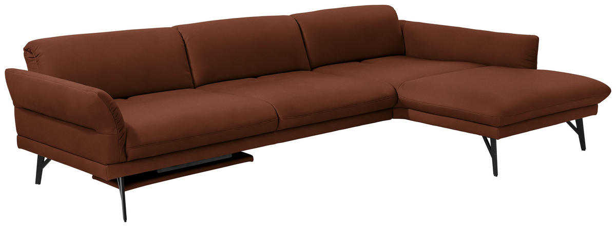 ECKSOFA in Echtleder Hellbraun  308/173 cm  - Hellbraun/Anthrazit, Design, Leder/Metall (308/173cm) - Joop!