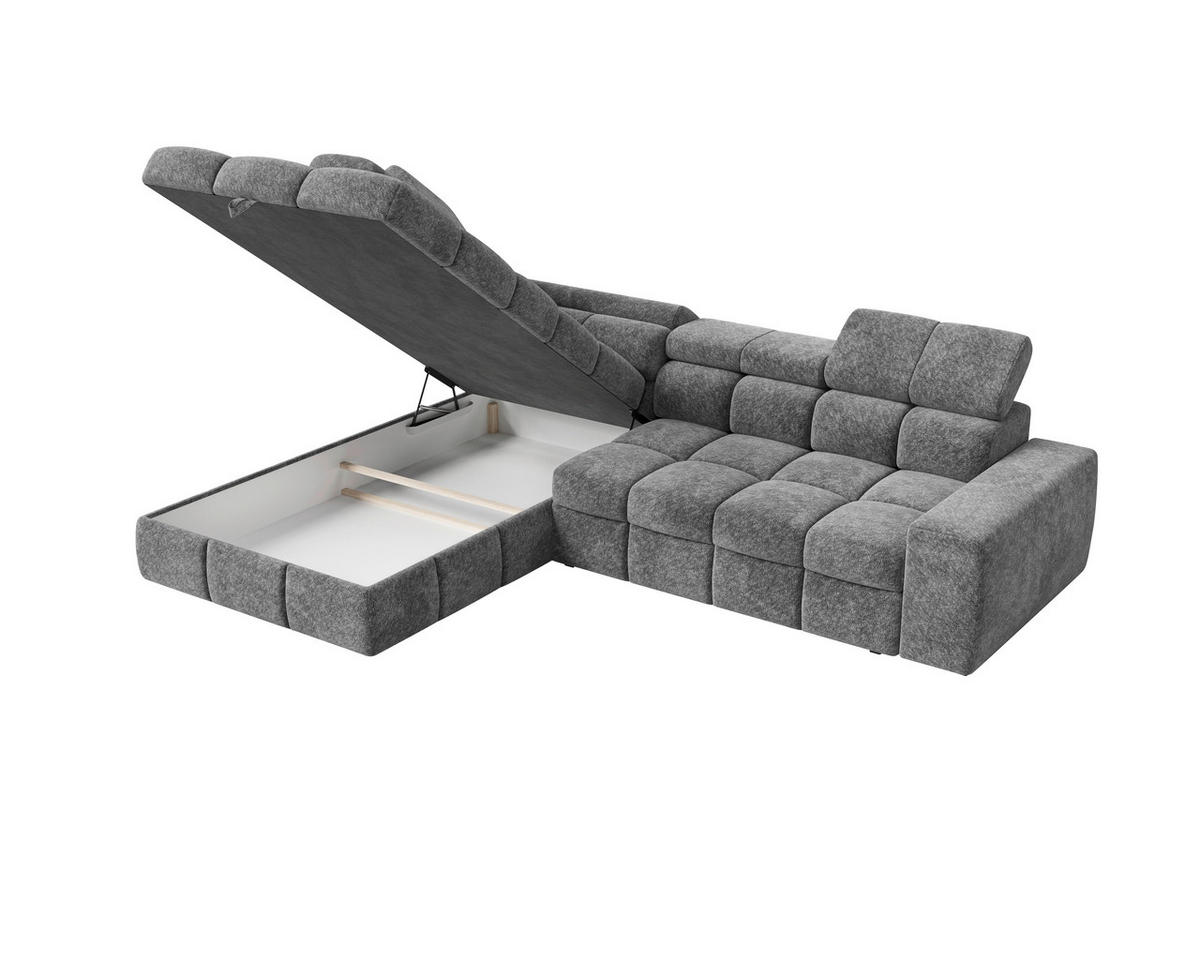 ECKSOFA  in Chenille Dunkelgrau  - Dunkelgrau/Schwarz, MODERN, Kunststoff/Textil (204/292cm) - Milino