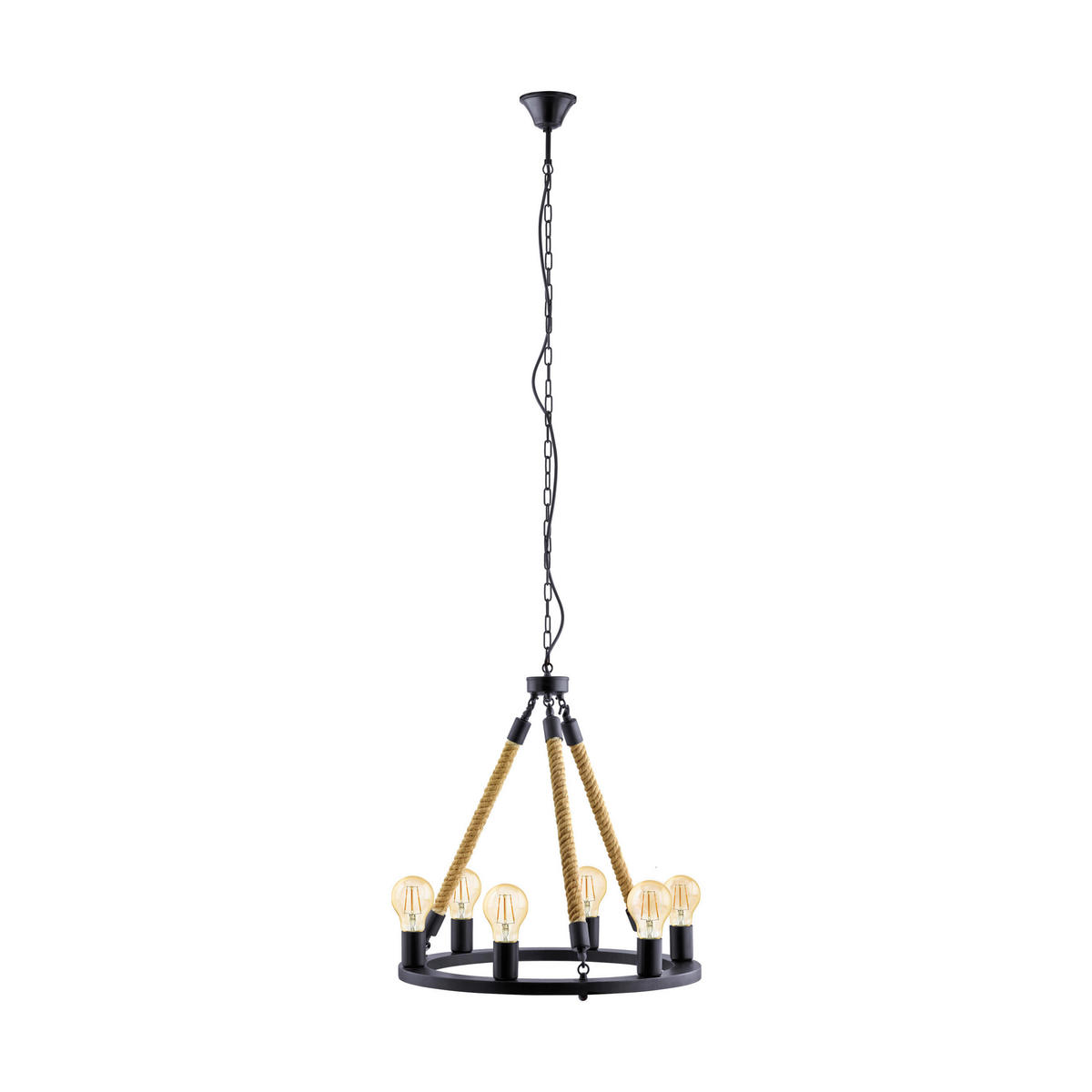 HÄNGELEUCHTE 56/150 cm   - Schwarz, Natur, Metall (56/150cm) - Eglo