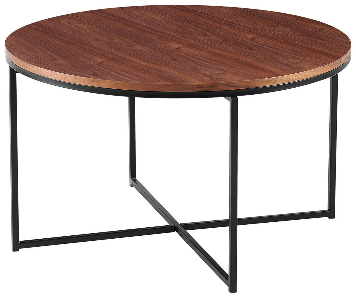 COUCHTISCH in Holzwerkstoff, Holz, Metall 80/80/46 cm  - Walnussfarben/Schwarz, Design, Holz/Holzwerkstoff (80/80/46cm) - Livetastic
