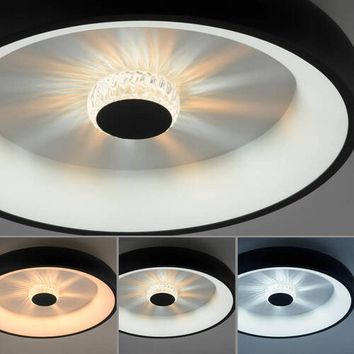 STROPNÉ LED SVIETIDLO, 46,5/9,5 cm  - čierna, Design, kov/plast (46,5/9,5cm)