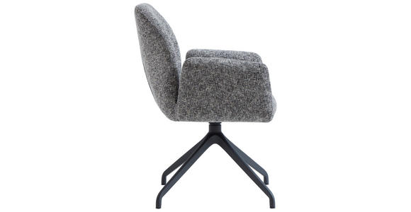 ARMLEHNSTUHL  Sitzfläche 360° drehbar, automatische Rückholfunktion Leinenoptik  - Schwarz/Grau, Design, Textil/Metall (62/89/63cm) - Dieter Knoll