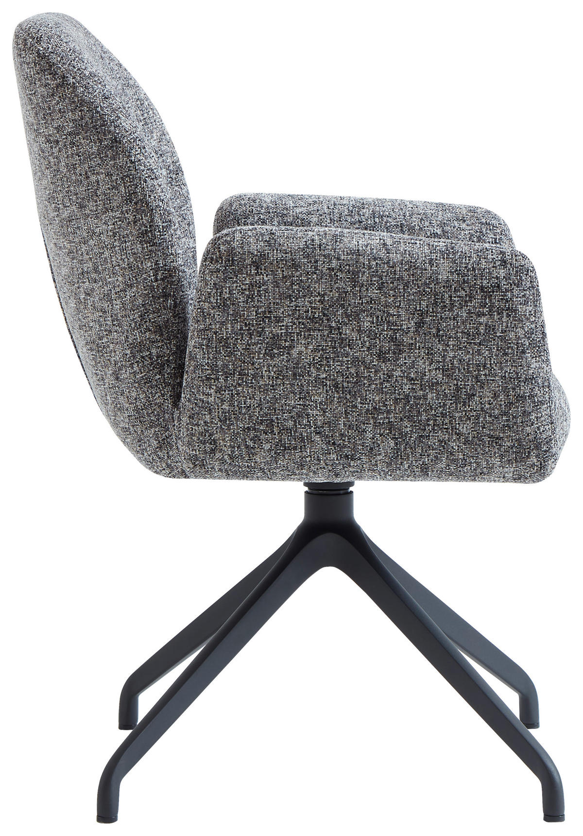 ARMLEHNSTUHL  Sitzfläche 360° drehbar, automatische Rückholfunktion Leinenoptik  - Schwarz/Grau, Design, Textil/Metall (62/89/63cm) - Dieter Knoll