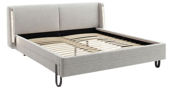 POLSTERBETT Beleuchtung 140/200 cm in Creme - Creme/Schwarz, MODERN, Textil/Metall (140/200cm) - Novel