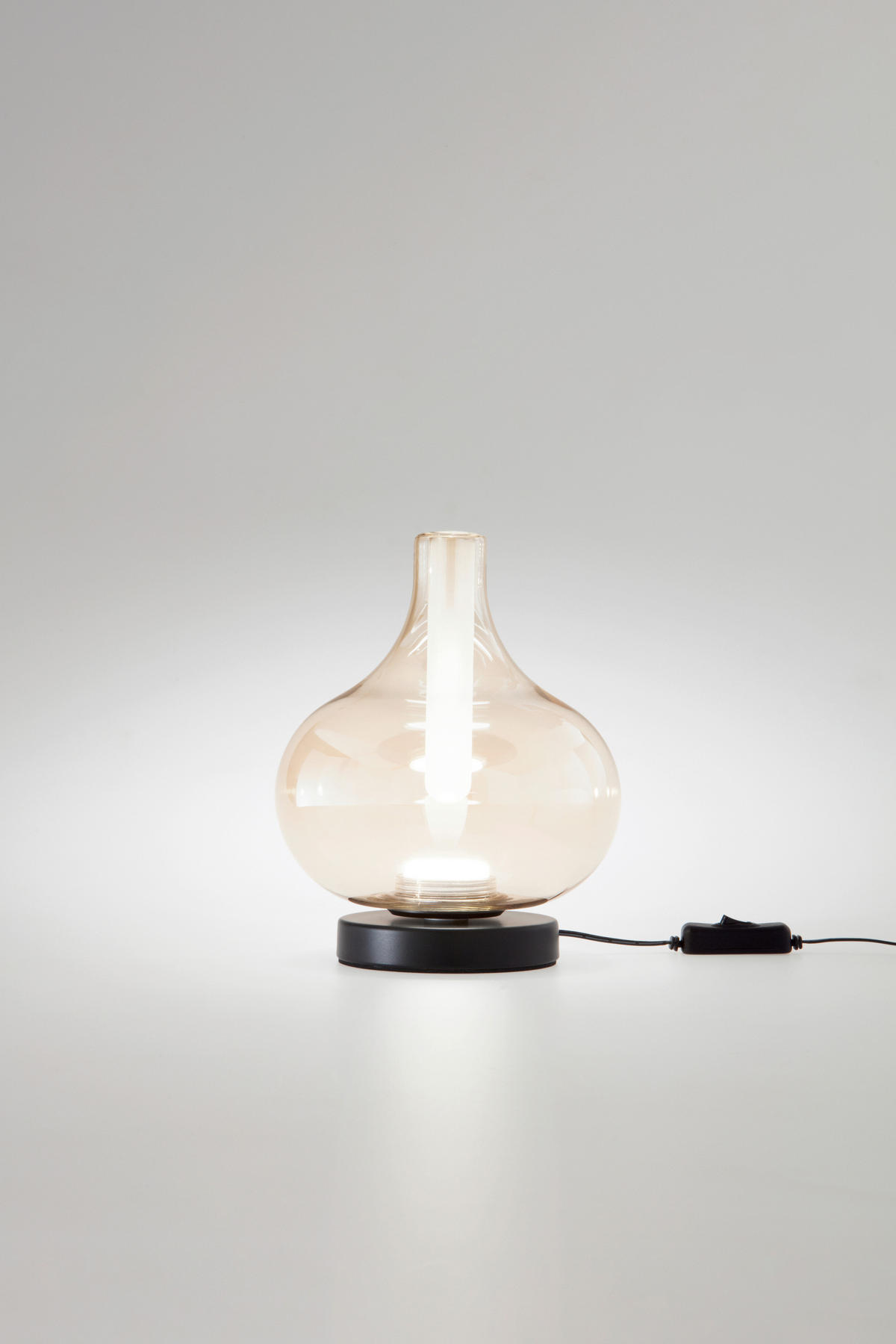 LED-TISCHLEUCHTE Crodo 19/23,5 cm   - Cognac/Schwarz, LIFESTYLE, Glas/Metall (19/23,5cm) - Fabas Luce