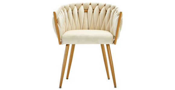 ARMLEHNSTUHL in Samt - Beige/Goldfarben, LIFESTYLE, Textil/Metall (60/78/55cm) - Ambia Home