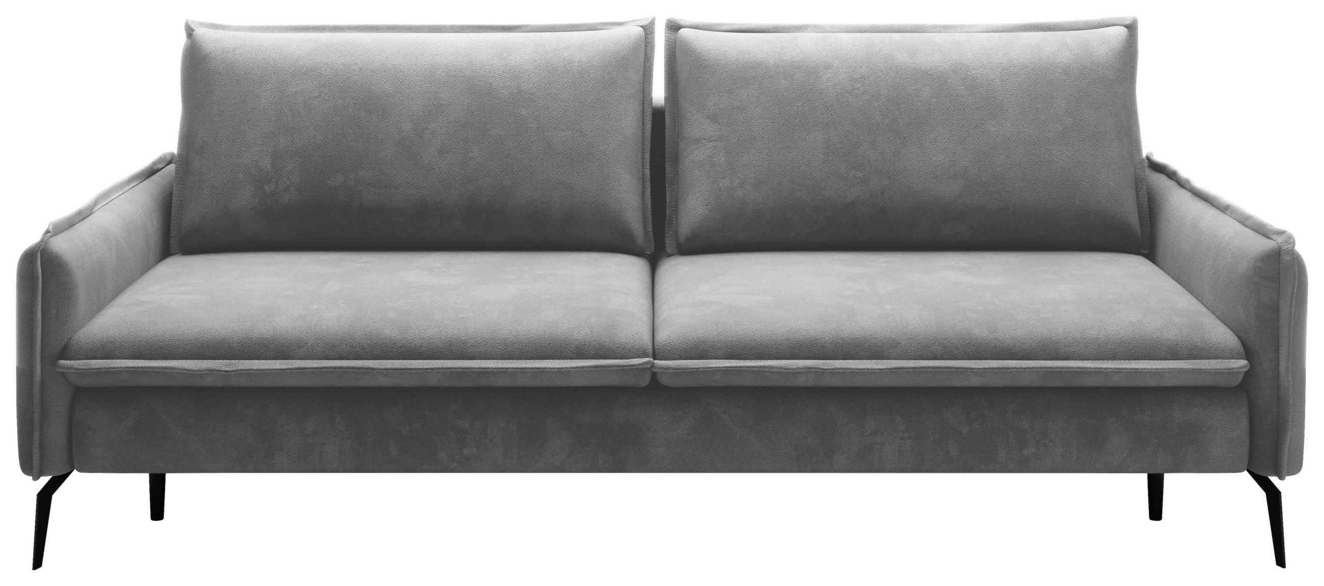 SCHLAFSOFA Chenille Grau, Hellgrau  - Hellgrau/Schwarz, KONVENTIONELL, Textil/Metall (223/89/107cm) - Carryhome