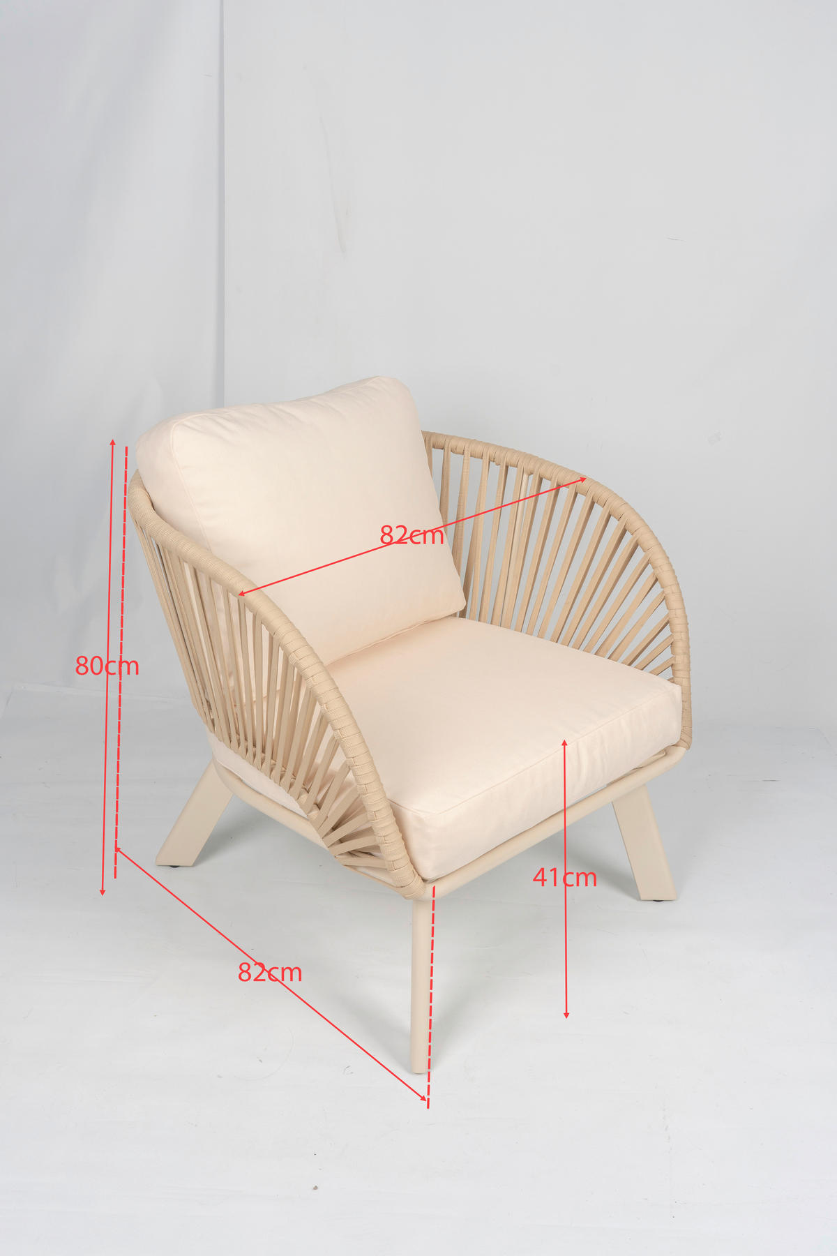 LOUNGESESSEL Beige Aluminium  - Beige, Design, Textil/Metall (83/77/82cm) - Ambia Garden