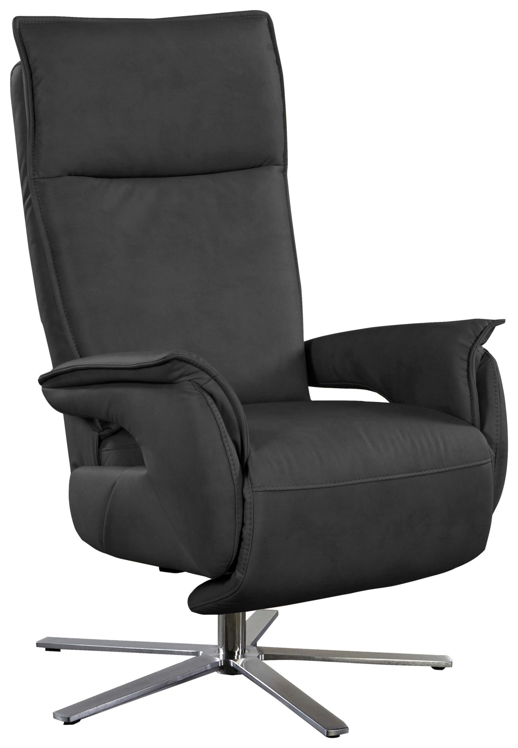 RELAXSESSEL in Leder Anthrazit - Edelstahlfarben/Anthrazit, Modern, Leder/Metall (77/116/80cm) - Livetastic
