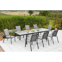 GARTENSET 9-teilig Aluminium 9-teilig  - Silberfarben/Graphitfarben, MODERN, Textil/Metall - Gardenson