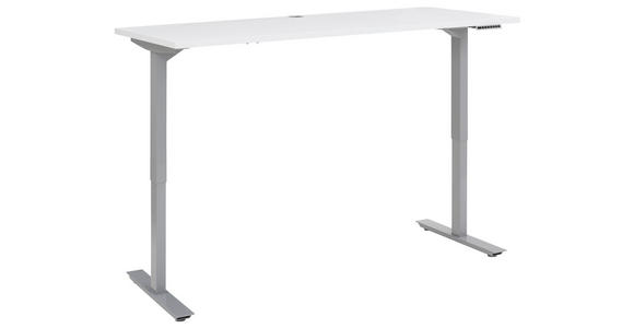 SCHREIBTISCH Silberfarben, Weiß - Platinfarben/Silberfarben, KONVENTIONELL, Metall (150/80/72,5-122cm) - Voleo