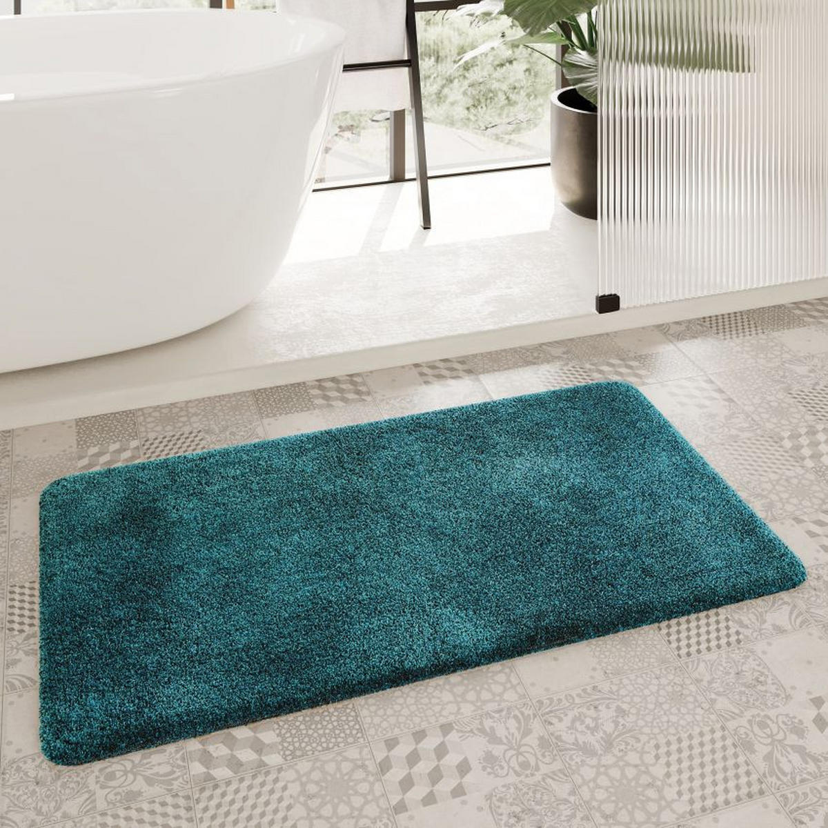 BADTEPPICH Grün, Petrol 70/120 cm  - Petrol/Grün, Basics, Kunststoff/Textil (70/120cm) - WECON HOME