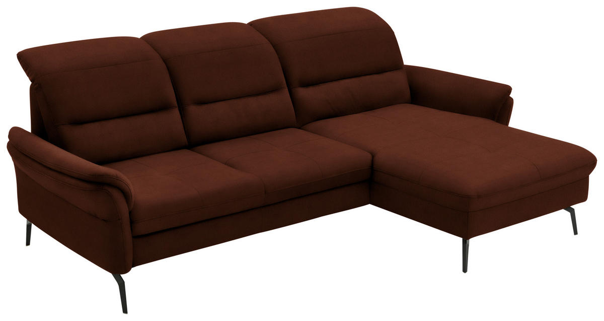 ECKSOFA in Flachgewebe Braun  - Schwarz/Braun, Konventionell, Textil/Metall (260/181cm) - Beldomo Speed