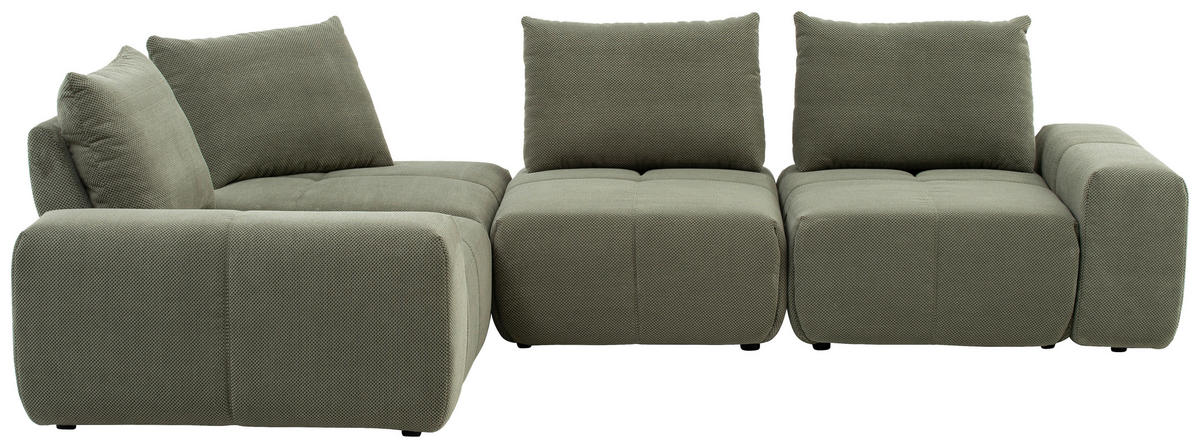ECKSOFA in Velours Olivgrün  - Schwarz/Olivgrün, Design, Kunststoff/Textil (236/326cm) - Xora