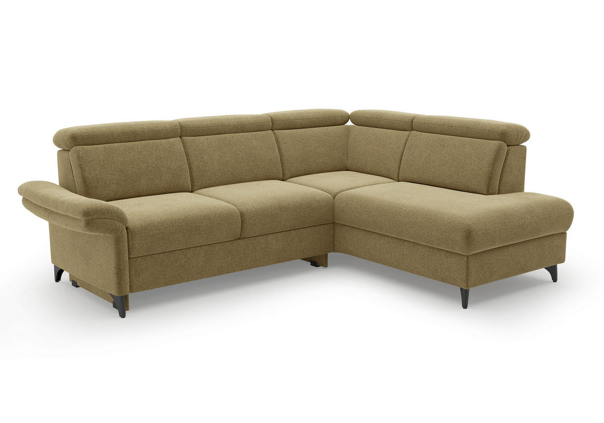 ECKSOFA Flachgewebe Olivgrün  - Schwarz/Olivgrün, Konventionell, Textil/Metall (247/193cm) - Sit & More