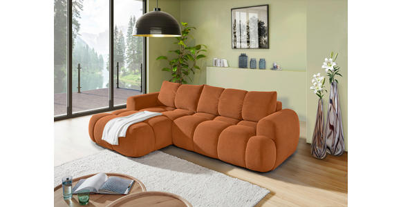 ECKSOFA Rostfarben Flachgewebe  - Rostfarben/Schwarz, KONVENTIONELL, Kunststoff/Textil (174/274cm) - Carryhome