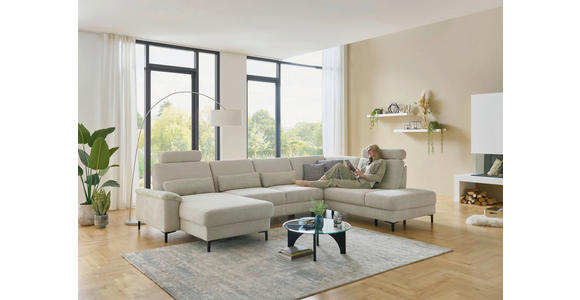 WOHNLANDSCHAFT Dieter Knoll Greige Chenille  - Greige/Schwarz, Design, Textil/Metall (175/349/235cm) - Dieter Knoll