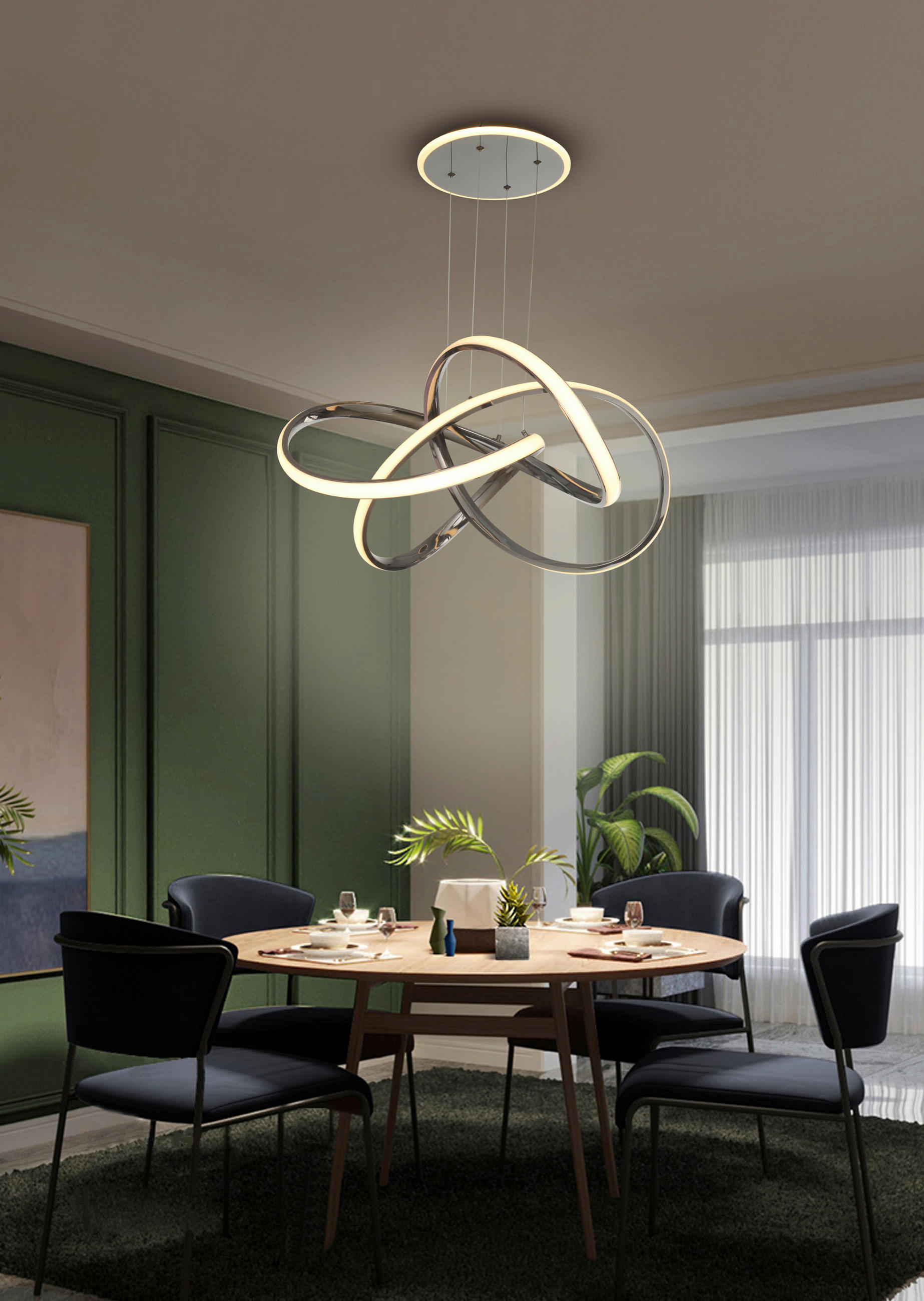 LED-HÄNGELEUCHTE 64/150 cm  - Schwarzchrom, Design, Metall (64/150cm)