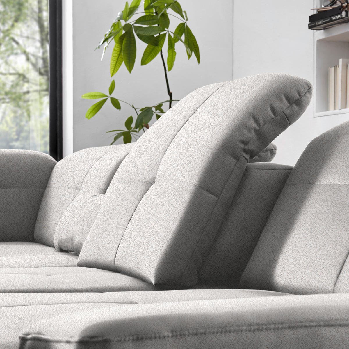 ECKSOFA Flachgewebe Silberfarben  - Chromfarben/Silberfarben, Design, Textil (195/309cm) - Beldomo Style